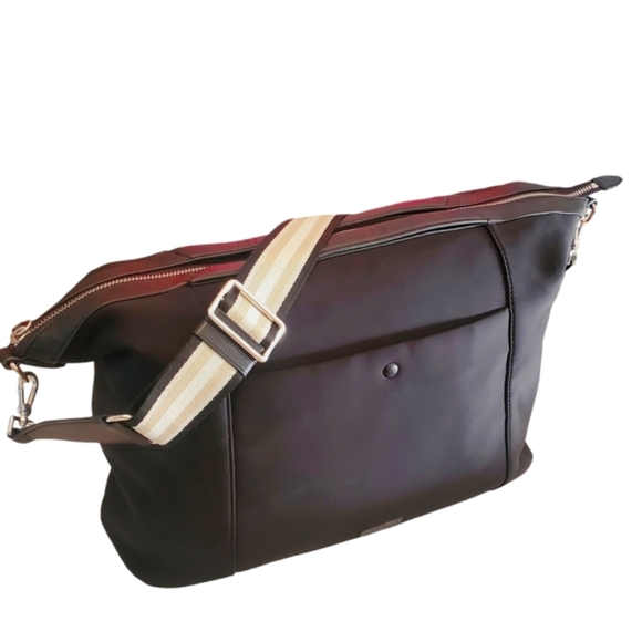 COLE HAAN Large Grandseries Black Neoprene Weekender Shoulder Bag/Tote/Duffle - Picture 6 of 15